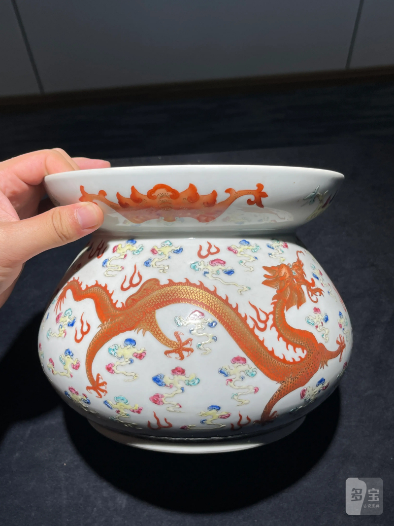 清光绪 粉彩八宝龙纹花囊 - 图5